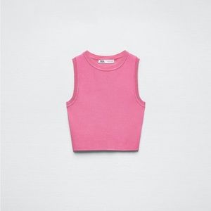 zara basic cropped knit fuchsia